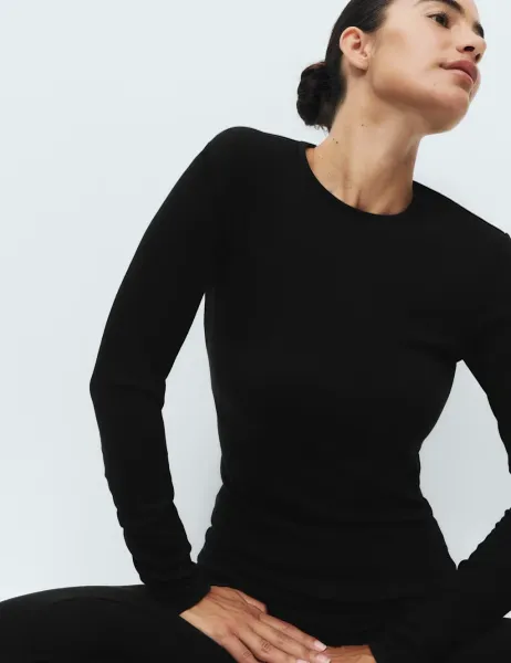 Marks & Spencer Heatgen Medium Thermal Crew Neck Top Black