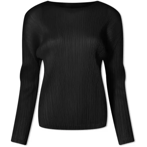 Long Sleeve Pleats Crew Top