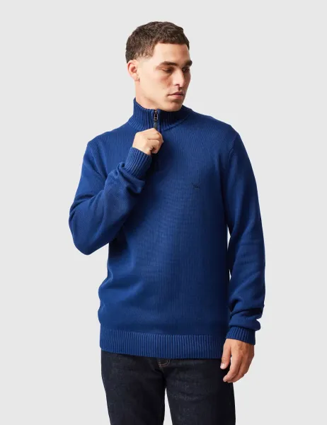 Rodd & Gunn Merrick Bay Pure Cotton Half Zip Jumper Teal