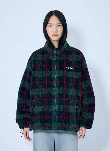 Checked Teddy Zipper Jacket
