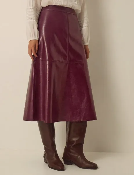 Monsoon Faux Leather Midi A Line Skirt