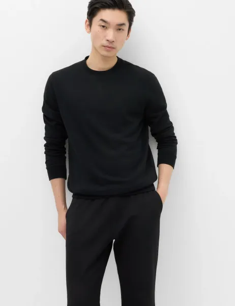 Marks & Spencer Cotton Rich Brushback Sweatshirt Black