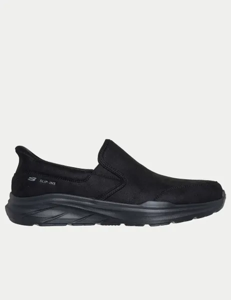 Skechers Faux Leather Equalizer Slip On Trainers Black Mix