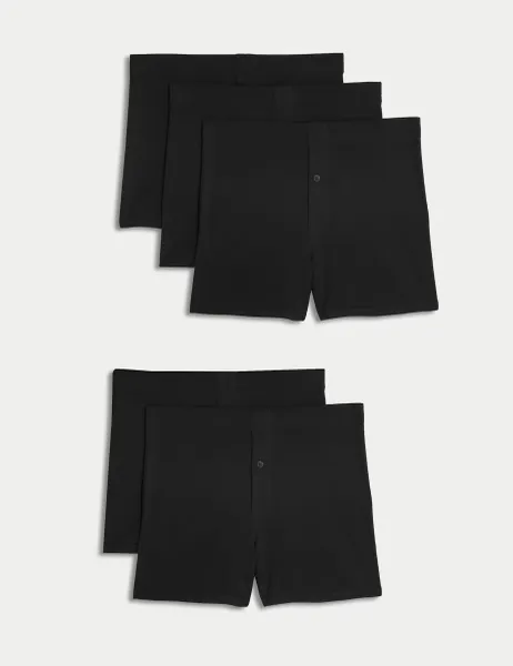 Marks & Spencer 5 Pack Essential Cotton Trunks Black
