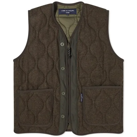 Comme Des Garçons Homme Wool Herringbone Quilted Vest