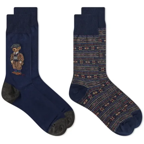 Preppy Bear Sock - 2 Pack