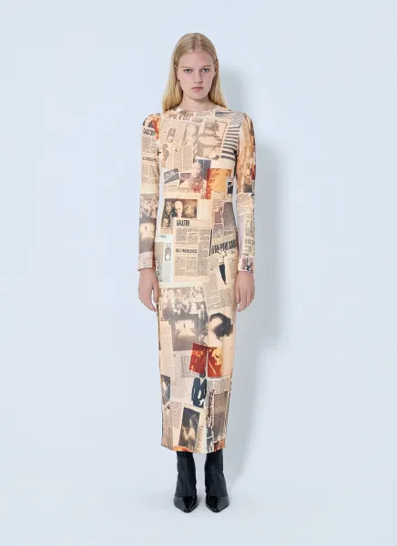 Journal Printed Long Dress