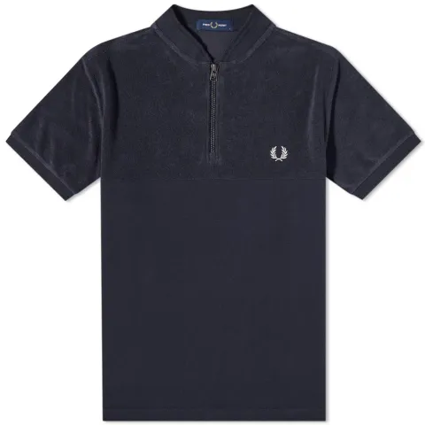 Towelling Zip Neck Polo