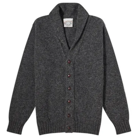 Jamieson's of Shetland Elbow Patch Shawl Collar Cardigan