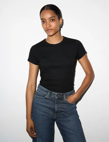 Jigsaw Cotton Rich Straight Fit T-Shirt Black