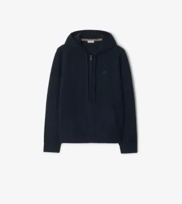 Cashmere Blend Zip Hoodie in Navy