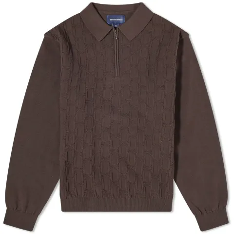Cable Knit Zip Polo