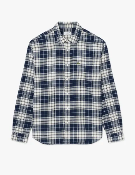 Lacoste Regular Fit Pure Cotton Flannel Shirt Navy Mix