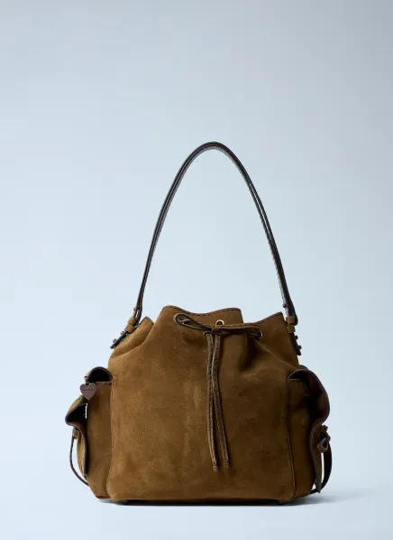 Suede Multipocket Bucket Bag