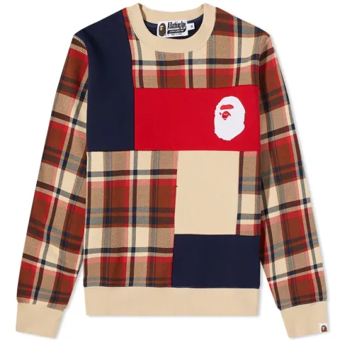 Bape Check Ape Head Crew Sweat