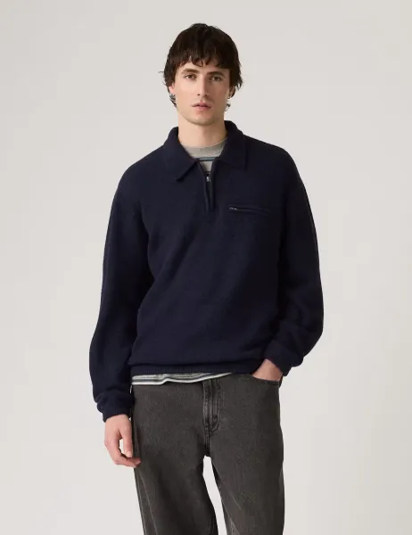 Levi's Levi's Collared Neck Half Zip Jumper with Wool Navy