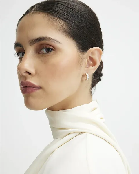 River Island Diamond Simulant Mini Hoop Earrings