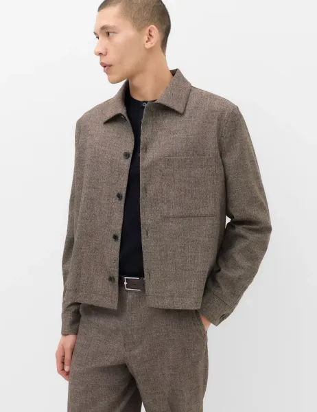 Marks & Spencer Textured Boxy Overshirt Brown