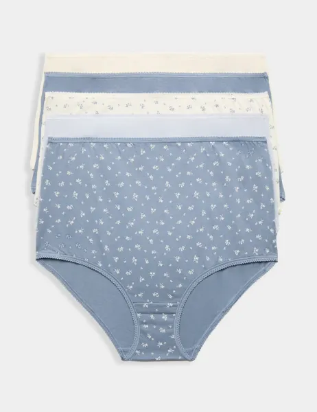Marks & Spencer 5pk Pure Cotton Full Briefs Blue Mix