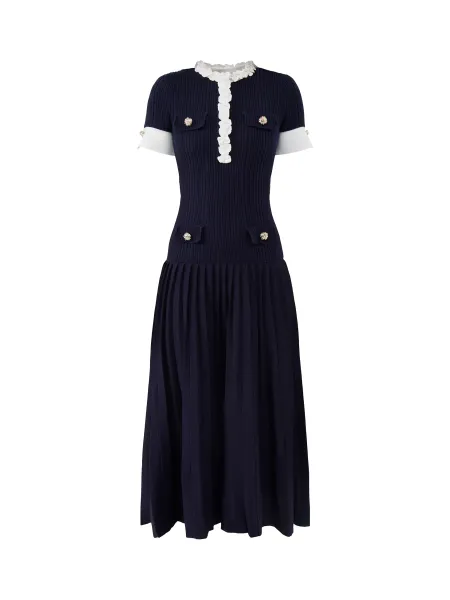 Self-Portrait Rib-Knit Midi Dress