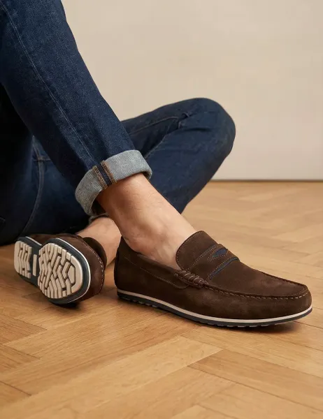 Jones Bootmaker Leather Slip On Moccasins Brown
