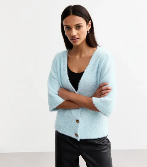 Women's Blue Sparkly Knit Cardigan