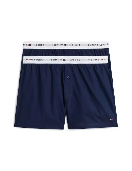 Tommy Hilfiger 2 Pack Signature Essentials Pure Cotton Woven Boxers Navy