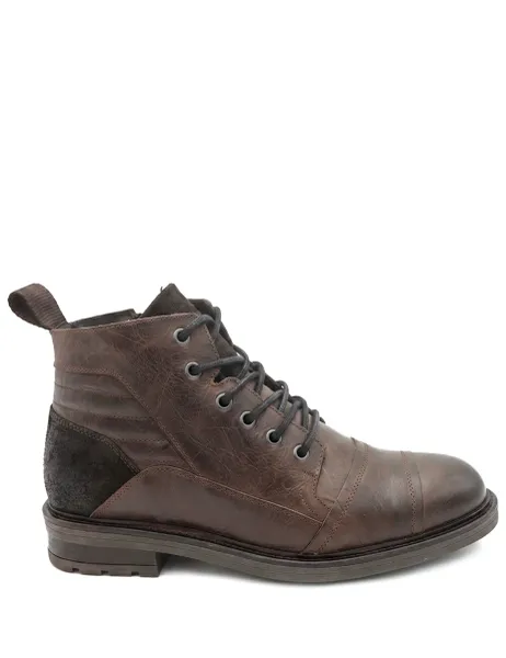 Jones Bootmaker Wide Fit Leather Casual Boots Dark Brown