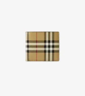 Check Bifold Wallet in Archive beige - Men, Canvas
