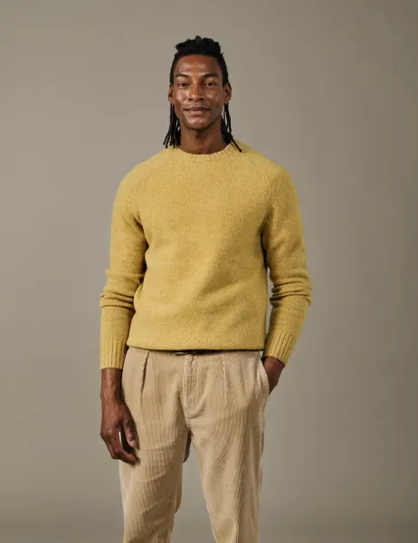 Aubin Pure Wool Crew Neck Jumper Gold