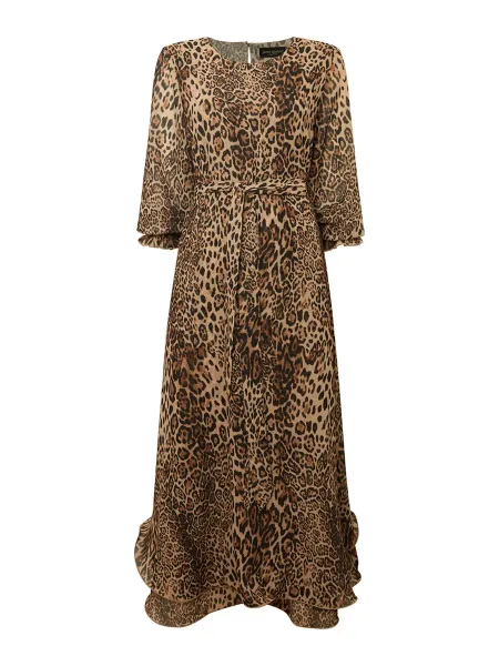 Leopard Wave Hem Maxi Dress