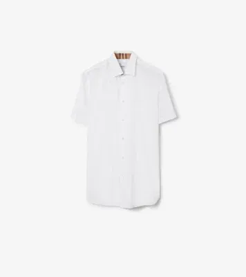 Slim Fit Stretch Cotton Shirt in White