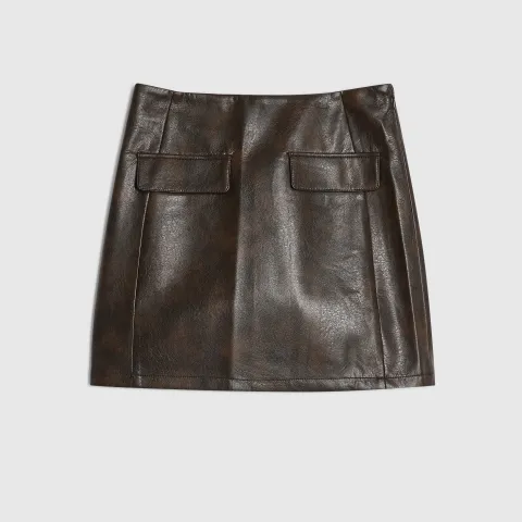 River Island Petite Washed Faux Leather Mini Skirt