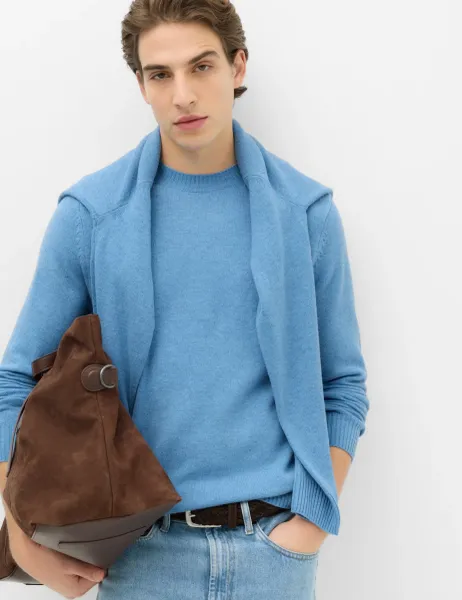 Marks & Spencer Pure Lambswool Crew Neck Jumper Mid Blue