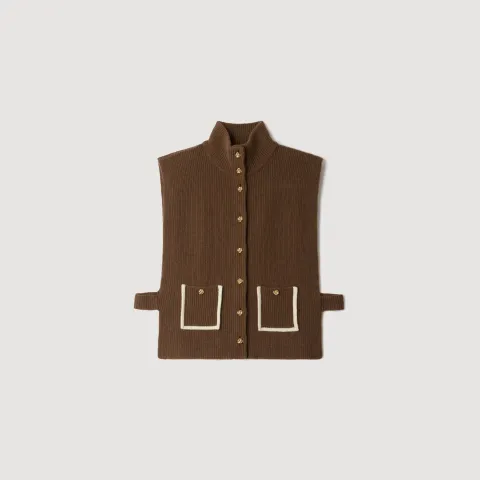 SANDRO Wool and cashmere standing collar