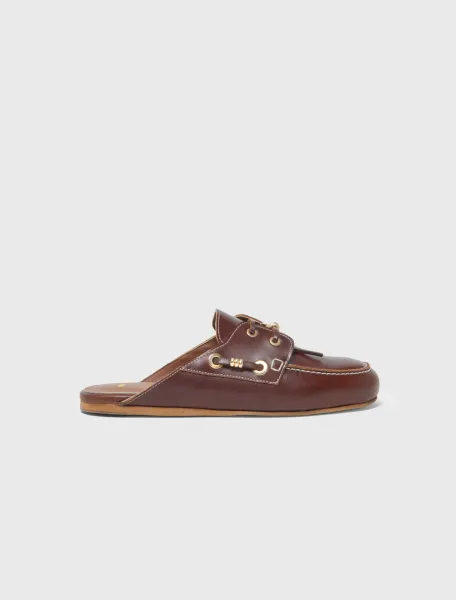 Leather boat mules