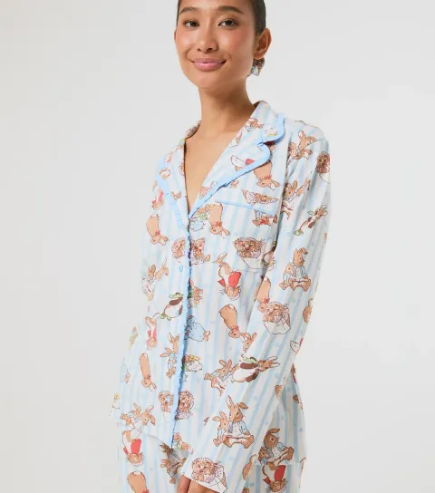 Skinnydip Women's White Peter Rabbit Pyjama Set with Scrunchie