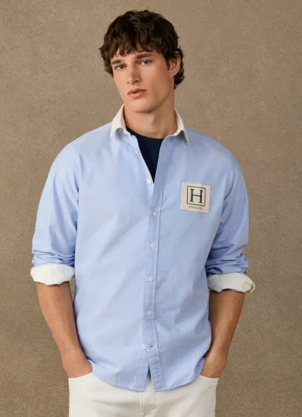 Classic Fit Branded Solid Rugby Shirt