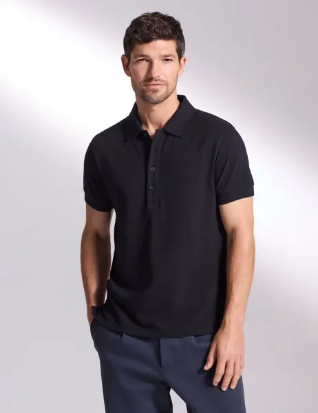 David Gandy Wellwear Pure Cotton Textured Polo Shirt Black