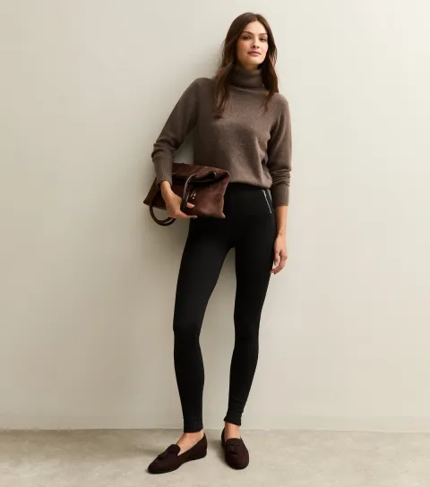 Women's Tall Black Ponte Zip Pocket Leggings