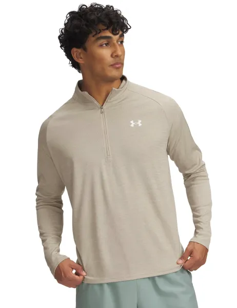Under Armour Textured Technical Half Zip Quick Dry Top Beige