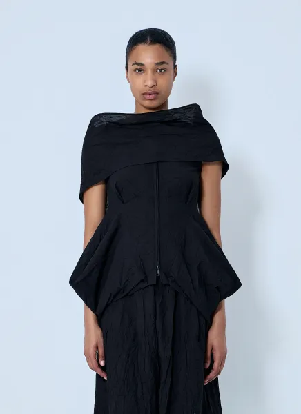 Wrinkled Typewriter Scarf Detail Vest