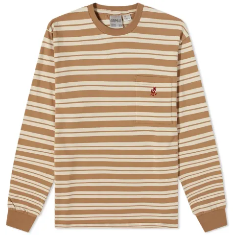 Long Sleeve Striped Pocket T-Shirt