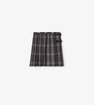 Check Wool Mini Kilt in Fig purple/black amethyst