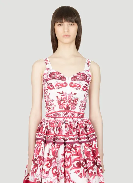 Majolica Print Bustier Top