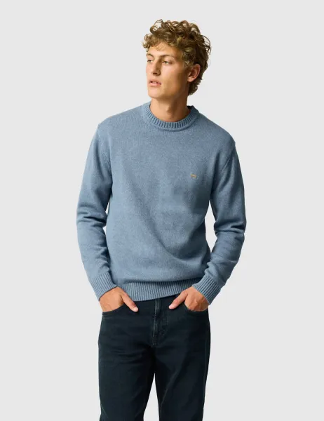 Rodd & Gunn Gunn Pure Cotton Crew Neck Jumper Chambray
