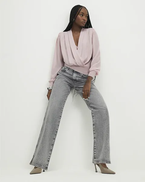 River Island Knitted Hybrid Long Sleeve Top