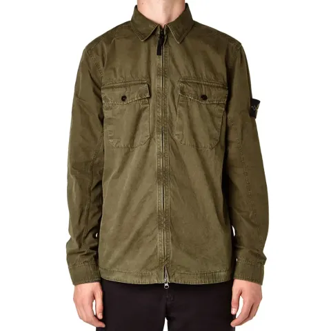 Tela Cotone Garment Dyed Zipped Overshirt
