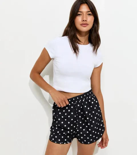 Women's Black Polka Dot Parachute Run Shorts