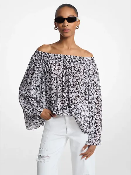 Floral Georgette Off-the-Shoulder Top